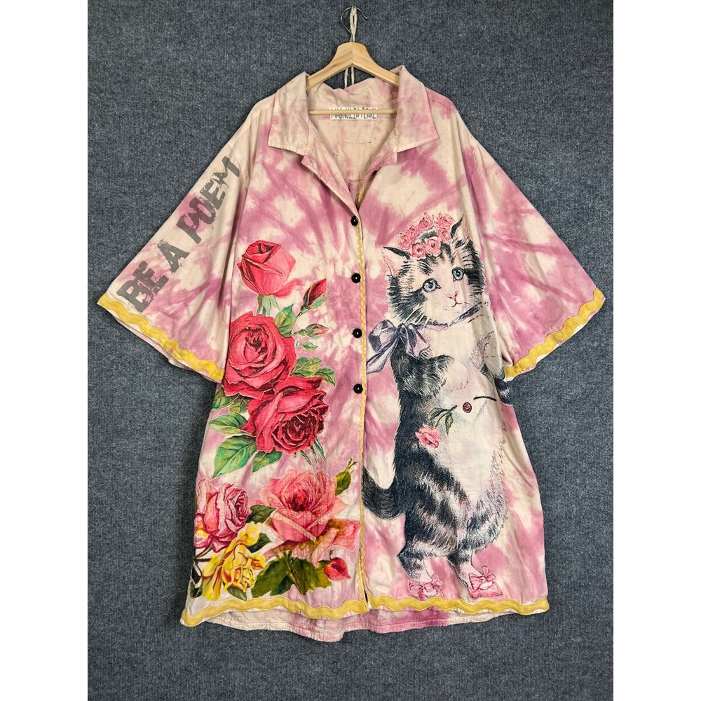Magnolia Pearl Love and Floral Cyrene Jacket OS Excellent Cat Rose Tie Dye
